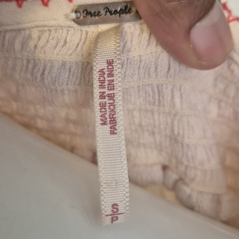 Free People Wind Willow Gauzey Split Neckline Embroidered Tunic Mini Dress(S) - Picture 8 of 10